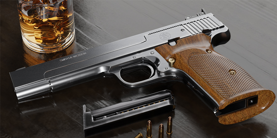 3D Render of Smith and Wesson Model 41 Handgun