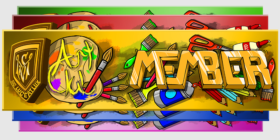 Colorful 2D graphic design of Art Club Badges